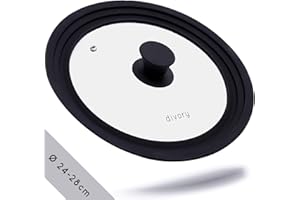 DIVORY Ø 24, 26, 28 cm Couvercle Universel - couvercle pour casserole et poele - couvercles pour casseroles et poêles - Silicona para ahorrar espacio