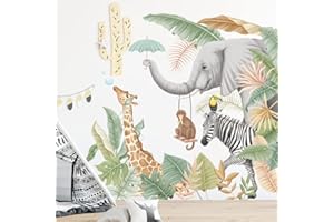 ANYINGKAI Naklejki ścienne z drzewami i zwierzętami, naklejki ścienne dla dzieci zwierząt, DIY usuwalna naklejka z lasem, tapeta do pokoju dziecięcego, przedszkola, pokoju dziecięcego, pokoju dziecinnego,