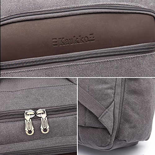 KAUKKO Canvas Laptop Rucksack Daypack Handtasche für Schul Reisen - 5