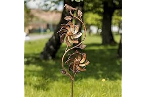 Garden Mile Moulin à vent floral pour jardin Sculpture à vent et Spinner Décoration de jardin Moulin à vent en métal pour jardin Décoration extérieure Moulin à vent