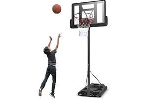 GOPLUS Stojak do koszykówki z kółkami, regulowana wysokość od 180 do 305 cm, kosz do koszykówki ze stojakiem dla dorosłych, młodzieży