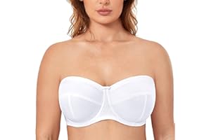 DELIMIRA Damski Biustonosz Bez Ramiączek Plus Rozmiar Fiszbiny Kabriolet Bez Wyściełania