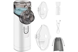 PMGUD Tragbarer Inhalationsgerät Inhalator tragbar Vernebler Geräuscharmer Vernebler-Set mit Mundstück und Maske für Kinder und Erwachsene, USB wiederaufladbar, Ideal für unterwegs oder zu Hause