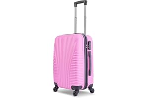 NEATPLASTICS Neat Cabin Suitcase – Hard Shell Airline-Approved Luggage Bag for Travel - Cabin Bag with Inner Pockets, Extendable Top Handle, Side Handle, 4 Spinner Wheels, Lock - 50.5x23x37cm, 35L, Pink