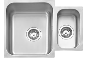JASSFERRY Undermount Stainless Steel Kitchen Sink 1.5 One Half Bowl with Strainer Waste, 580 X 440 mm