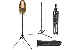CASDUCT Wig Stand 63inch Adjustable Mannequin Head Stand, Reinforced Metal Mannequin Head for Cosmetology Hairdressing Training, Black