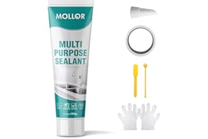 Mollor Calfeutrage blanc en silicone imperméable pour salle de bain, cuisine et salle de bain, douche, comptoirs, durable, résistant au rétrécissement et aux fissures – 150 g