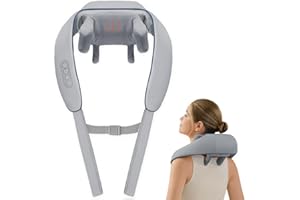 Primizia Masajeador de Cuello y Hombros con Función de Calefacción, Masajeador Cervical 2Modos, 3Niveles, para el Tratamiento del Dolor de Cuello y Espalda, Gris