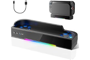 Cooling Fan for Switch 2 Dock, Dual High-Speed Fans with 3-Speed Adjustment, USB Powered Cooling Fan for Switch 2 Console, RGB Lighting, Quiet Operation, Wall Mountable Stand(Black)