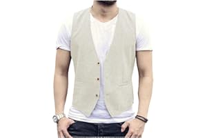AeoTeokey Herren Sommer Leinenweste Anzug Weste Casual Weste Regular Fit