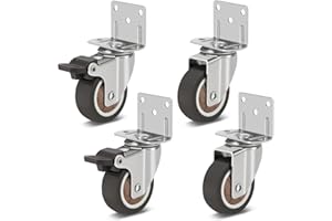 LONTAN 4 kółka skrętne do mebli, małe kółka do mebli, z hamulcem, 32 mm, bezgłośne gumowe kółka obracane o 360 stopni, nośność 60 kg