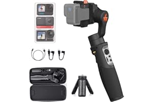 Hohem iSteady Pro 4 - Cámara de acción Gimbal de 3 Ejes estabilizador antisalpicaduras para GoPro Hero 12/11/10/9/8/7/6/5/4/3, dji OSMO Action, Insta360 One R, Sony RX0, Montaje rápido, 14 Horas de