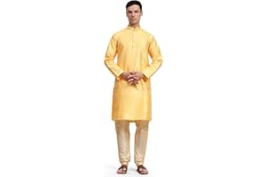 SKAVIJ Herren Indische Ethnischen Langarm Kurta Pyjama