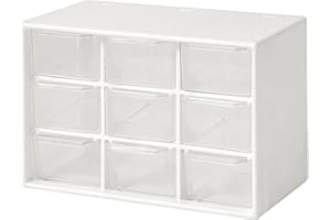 Dafape Mini Storage Drawers, Small 9 Drawers Organizer Bins Stackable Clear Plastic Box for Desk Office Bedroom Kitchen Makeup Jewelries Parts Gadgets Square Trays Desktop Stationary (White)