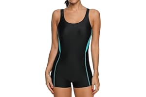 CharmLeaks Women Boyleg One Piece Swimsuit Sport Swimming Costume Modest Swimwear