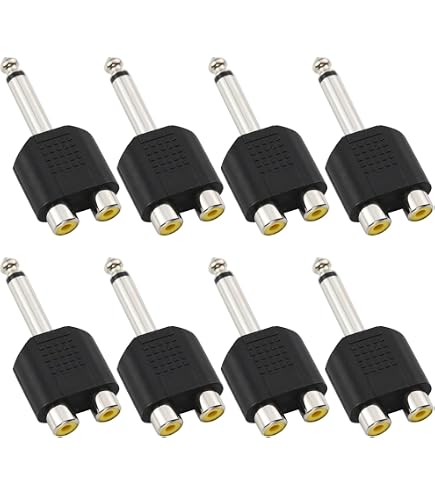 RUNCCI-YUN Audio Adapter – 6,35 Mm Auf RCA, Mono, Vergoldet, 2 Stück (rot & Blau)