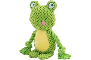 TONYFY Jouets couineurs pour chien avec papier froissé, jouet à mâcher en peluche pour chien, jouet interactif en corde de coton, jouets interactifs pour chiot, chiens de petite taille (grenouille