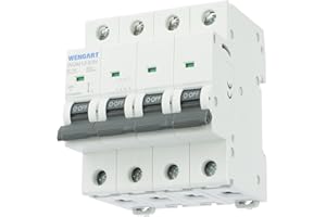 Wengart Interruttore in miniatura trifase WGM12-63H, AC230V/400V 25A 4P 10kA, B-Char, alta resistenza al cortocircuito, materiali resistenti al fuoco per proteggere i sistemi elettrici domestici