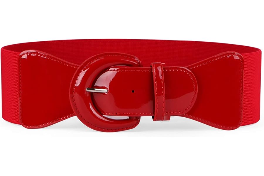 JASGOOD Women Wide Stretchy Vintage Belts Dress Elastic Patent Waist Belts for Women Dress