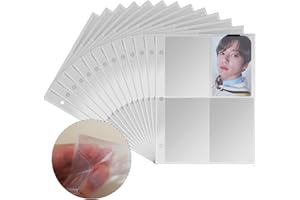 WYTNB 50 Pièces Pochettes de Cartes à Collectionner A5 Transparent, 400 Pochettes Pages Photos Double-Face à 4 Poches, Imperméable Cartes Photos Classeur à 3 Anneaux pour Album Document