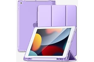 Vobafe Cover Custodia Compatibile con iPad 9a Generazione 2021/iPad 8a Generazione 2020/iPad 7a Gen 2019, Cover Posteriore Smerigliata Traslucida per iPad 10,2 Pollici con Portamatite,Viola