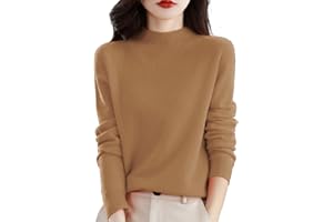 GENERIC Cashmere Jumpers Ladies Women's Semi Turtleneck Sweater Long Sleeve Solid Color Pullover with A Base Shirt Autumn and Winter Warm Loose Sweater Jumpers for Women UK