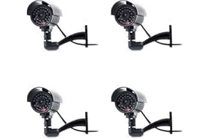 DIGICHARGE Cámara Seguridad Falsa Interior Exterior Calidad CCTV Cámara de Vigilancia con Intermitente Luz LED Noche x 4