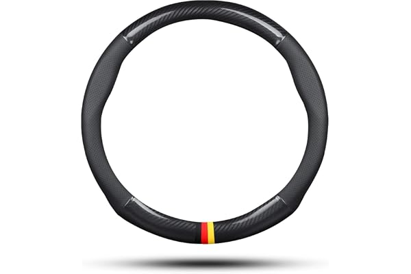 Ergocar Couvre Volant de Voiture Fibre de Carbone & Cuir PU Sport Volant Protecteur Antidérapant pour Diamètre 38cm(15 ") (Noir-G)