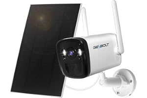 GENBOLT Bezprzewodowa zewnętrzna kamera nadzorująca, kamera solarna IP WiFi, akumulator 4 W, 19200 mAh, z kolorowym noktowizorem, wykrywanie człowieka PIR, szeroki kąt 120°, wodoszczelność IP66