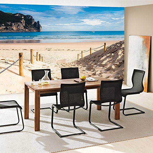 Vlies Fototapete 208x146cm PREMIUM PLUS Wand Foto Tapete Wand Bild Vliestapete – Meer Tapete Strand Horizont Boot Wasser ocker – no. 2662 - 7