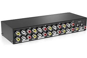 MT-Viki 8 Port AV RCA Switch 8 in 1 Out Composite Video L/R Audio Umschalter Selection Box for DVD Players SNES N64 PS2/3 Game