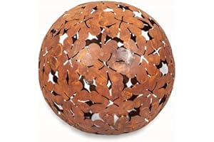KPGA KAPAGA HOME & GARDEN Kapaga - Boule décorative en Rouille pour l'extérieur - Style Vintage - pour Bougies - Motif trèfle - 27 cm
