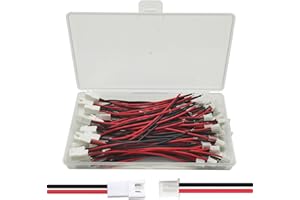 GTIWUNG 30 Paia JST XH 2.54mm 2 Pin Maschio e Femmina con 9.5 cm 22 AWG Cavo, JST-XH 2,54 mm Spinette 2 Pin Micro, Micro Connettori per Scheda Elettronica