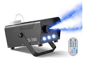 U`KING UKing Machine à Fumée 500W Noir LED RGB avec Télécommande Bonne Atmosphère pour Divers Festivals Fête Bar Disco Clubs Mariage Scène