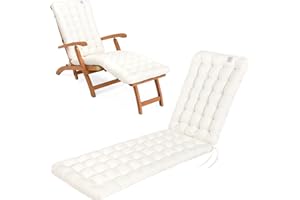 ‎HAVE A SEAT LIVING HAVE A SEAT Living - Auflage für Deckchair 180x50 cm - Bequeme Liegestuhl Auflage, 8 cm Dick - Waschbar bis 95°C, Orthopädisch, Wetterfest - Made in Germany (180x50 cm, Weiß)
