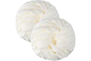 BAFEIL Chunky Yarn 250g X 2, Chunky Wool for Knitting Crochet, 88Ft Length Soft Thick Chunky Yarn for for Blanket Pet Bed Dolls Rug Bags Hats Pillow Cushions 250G*2(Milk-White)