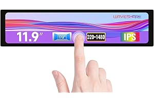 Waveshare 11.9inch Capacitive Touch Control Panel Screen LCD Compatible with Raspberry Pi Jetson Nano PC,320×1480 Resolution (H×V) HDMI Display Port IPS Display Panel Toughened Glass Cover