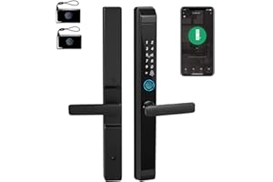 TEKXDD Smart Door Lock Weatherproof 8-in-1, Fingerprint Door Lock with APP/Keypad Code/Keys/Remote WiF/Fingerprint/IC Card/NFC/Deadbolt, Keyless Entry for Aluminum Swing Wooden Front Door