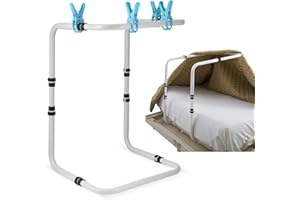 HUUPPHIP Blanket Lifter for Feet, Adjustable Height Blanket Lifters for Foot of Bed, 26-34'' Adjustable Bed Cradle Assistance Bed Rail Accessories Leg Knee Ankle Post Surgery Recovery,4 Clips Included