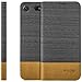 Produktbild zanasta Tasche Sony Xperia XZ1 Compact Hülle Flip Case Schutzhülle Handytasche mit Kartenfach (Jeans Stoff) Dunkelgrau