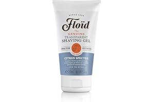 Floïd Shaving Gel Citrus Spectre (150 ml), Gel da barba profumato, Crema uomo con glicerina idratante, Cura barba uomo tasparente per una rasatura confortevole