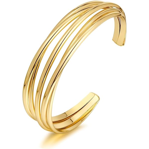Bracciale in oro impermeabile, bracciale rigido anti-ossidazione, bracciale per tutti i giorni, bracciale rigido, bracciale rigido, gioielli in oro, ipoallergenico - Italia