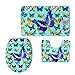 Produktbild Personalized Butterfly Pattern 3 Piece Bath Mat Set with Rug/Contour/Lid Cover Blue