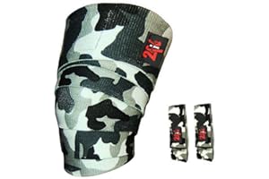 2FIT YOUR FITNESS PARTNER 2Fit Knee Wraps Weight Lifting Body Building Gym Training Leg Support Camouflage Power lifting workout Camo Grey