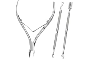 Delanie 3pcs Pince à Cuticules, Repousse-cuticules avec fourchett, Professionnel Outils de Manucure Pédicure pour Peaux Mortes et Cuticules d'Ongles
