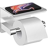 Toilettenpapierhalter Ohne Bohren mit Ablage, ASOFTY Selbstklebend Klopapierhalter Gebürstet Edelstahl, Klorollenhalter WC Pa