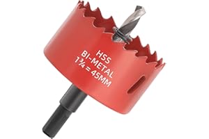 GARHWAL Bi-Metall-Lochsäge 45mm, Bohrkrone, Lochbohrer, mit Dreiecksschaft Adapter und Zentrierbohrer - Präzises und schnelles Schneiden von Holz, Kunststoff, Gipskarton, dünnen Metallplatten und mehr