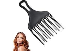 FAVELABLE Nero Denti Larghi Pettine Afro Grande,1 Pezzi Capelli ricci pettine per lo Styling e l'incollatura dei Capelli Ricci,Unisex Hair Styling Tools,Nero