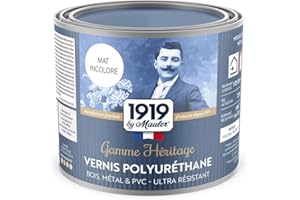 1919 BY MAULER - Vernis Polyuréthane pour bois, métal et PVC - Mat Incolore - 0,5L - Lavable, anti-tache et rayure - Alkyde Uréthane Haut extrait sec