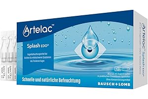 Artelac Splash EDO Augentropfen - Hyaluron Augentropfen gegen trockene Augen - bei müden und gestressten Augen - mit 0,2% Hyaluronsäure - bei Kontaktlinsen geeignet - Einzeldosen (30 x 0,5 ml)